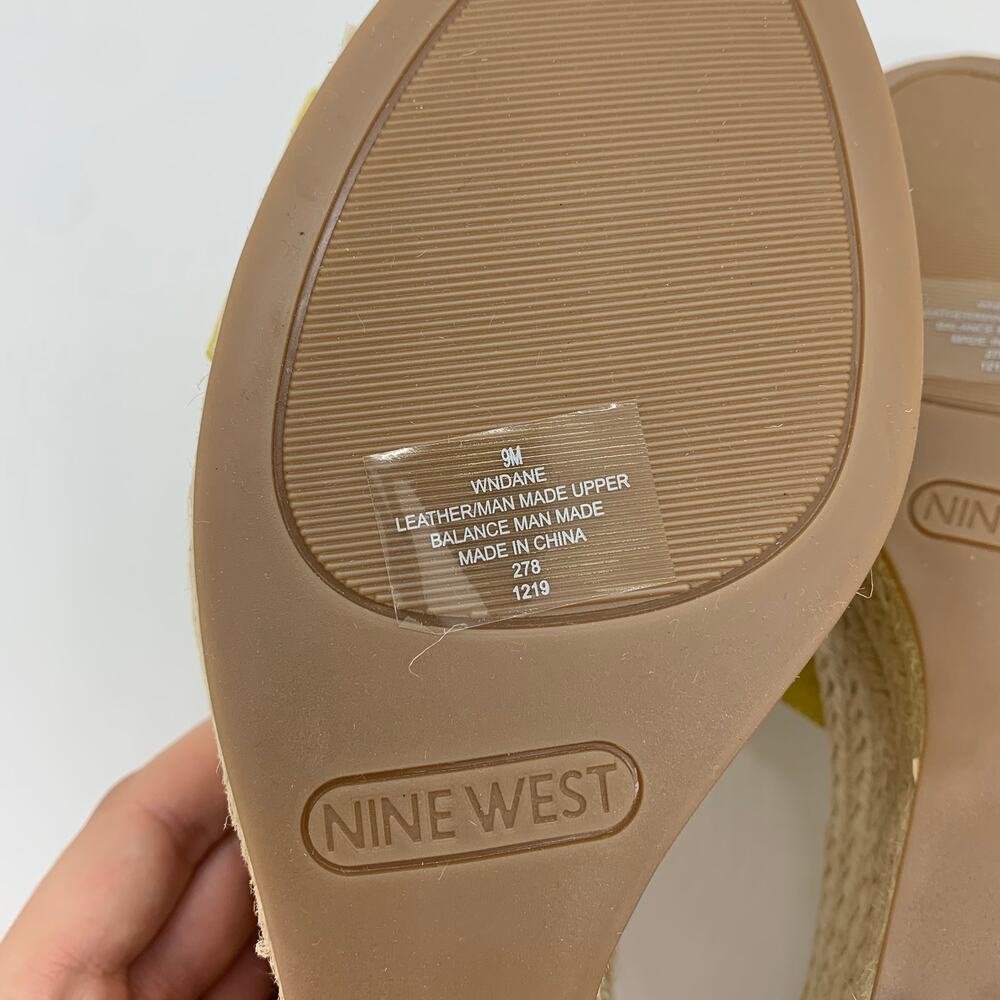 Nine West Dane Multi Suede Sandals Size 9M NIB Mustard Yellow Espadrille Wedge - Picture 10 of 10